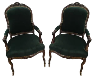 Set of 19th Century Louis XV Style Throne Seats in Walnut