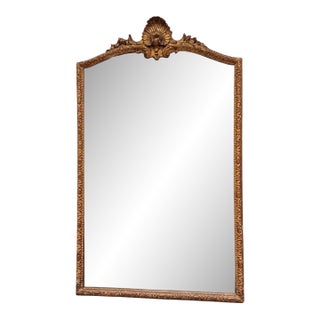 19th Century French Giltwood Mirror With Shell Crest For Sale