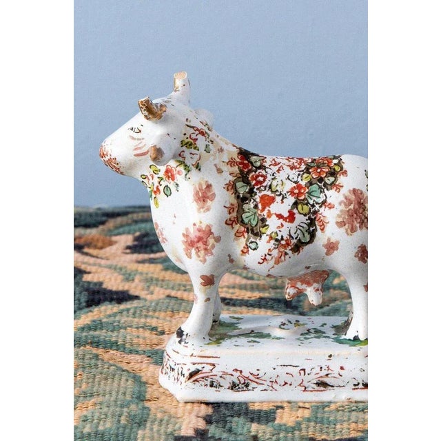 Dutch Delft Polychrome Cow, 18th Century For Sale - Image 6 of 9