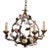 Early 20th C. French Four-Light Floral Tole Chandelier With Porcelain Flowers For Sale