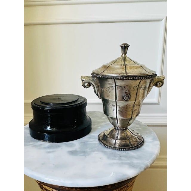 Vintage 1959 Madrid - Silver Trophy on Wood Plinth For Sale - Image 12 of 13