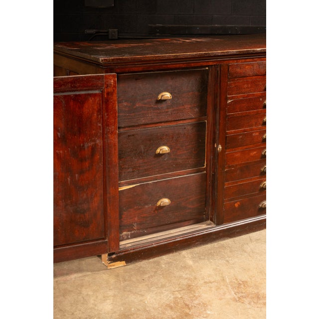 1940s Vintage Mahogany Flat File Cabinet For Sale - Image 9 of 11