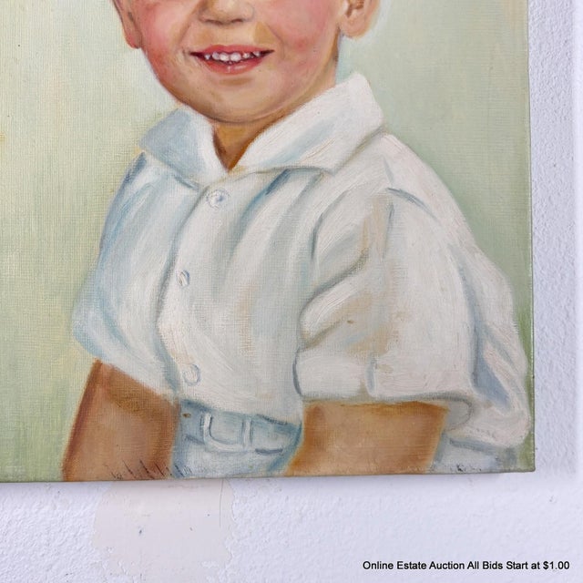 Vintage Mid-Century Portrait of a Young Boy – Signed by Masuko For Sale In Portland, OR - Image 6 of 7