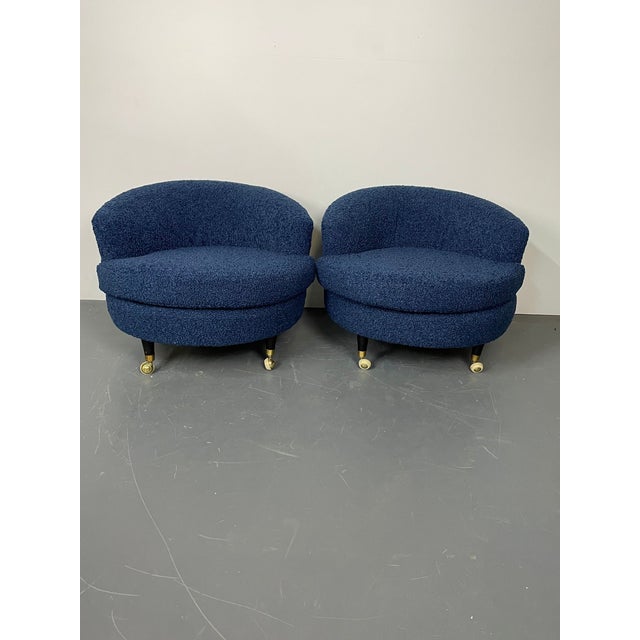1970s Pair of Mid-Century Rolling Swivel Lounge / Slipper Chairs, Baughman Style For Sale - Image 5 of 17