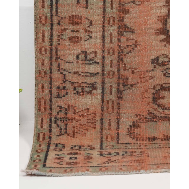 1970s 1970s Vintage Turkish Oushak Handmade Wool Cotton Orange Area Rug For Sale - Image 5 of 11