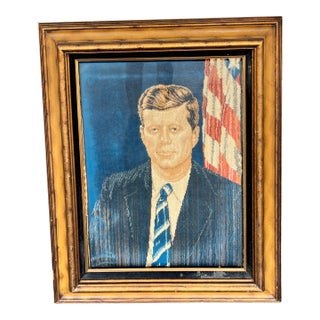 Vintage 1960s John F. Kennedy Woven Tapestry Portrait – Made in Italy For Sale