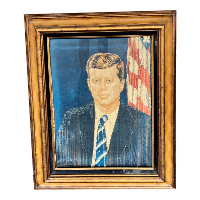 Vintage 1960s John F. Kennedy Woven Tapestry Portrait – Made in Italy For Sale