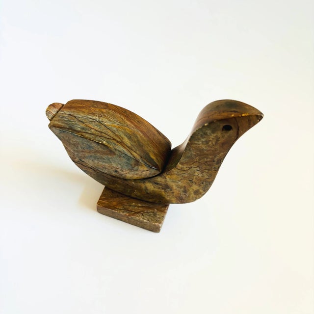 Contemporary Vintage Carved Stone Bird - Signed and Dated 1985 For Sale - Image 3 of 10