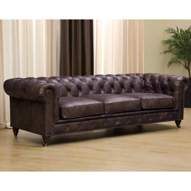Century Chesterfield Sofa - Dark Brown Leather For Sale - Image 10 of 10