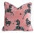 Designer Pink & Black/White Zebras Velvet Feather/Down Pillow 22" Square For Sale