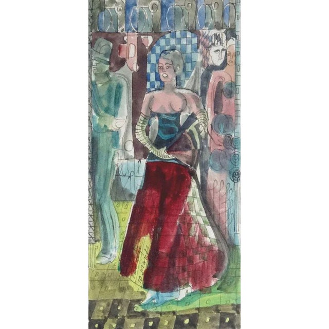1930s Adolfs Zardins, Archaic Dancer, 1933, Mixed Media on Paper For Sale - Image 5 of 5