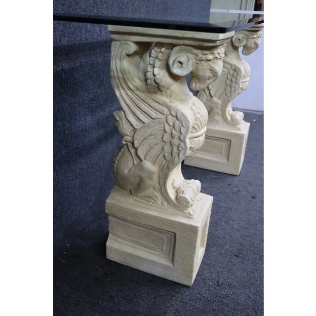 Glass Ram Head Base Console For Sale - Image 7 of 8