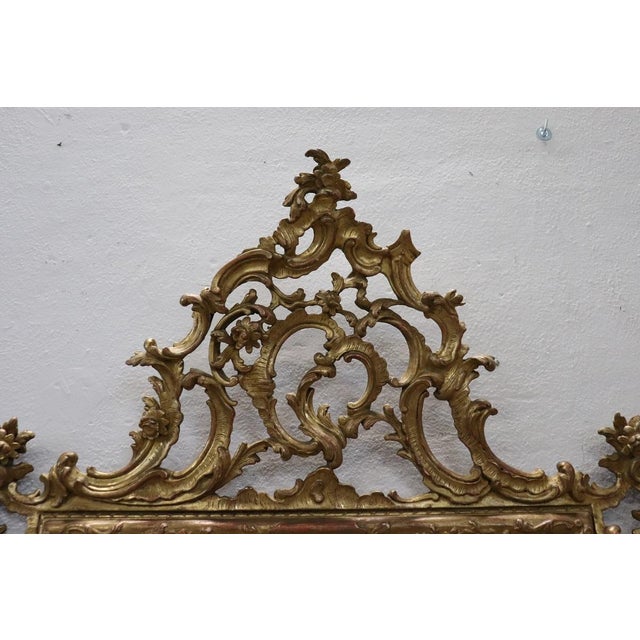 Carved and Gilded Wood Wall Mirror, Early 20th Century For Sale - Image 11 of 14