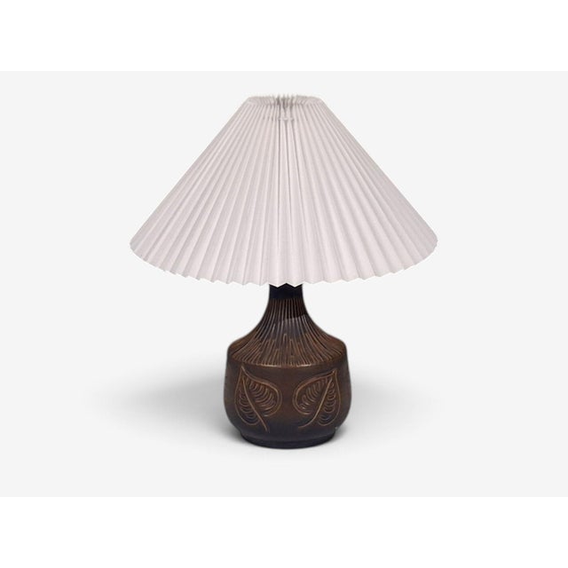 Mid-Century Modern 1960s Bromølle Keramik, Leaf Table Lamp, Brown Stoneware For Sale - Image 3 of 10
