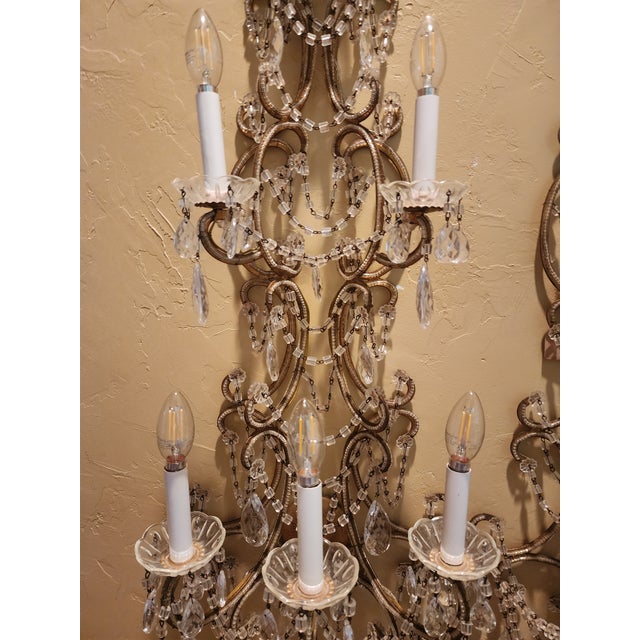 Extra Long Italian Beaded Sconces For Sale In San Antonio - Image 6 of 11