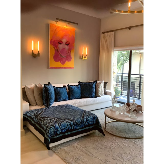Custom Atelier Versace Blue Pillows - Set of 4 For Sale - Image 10 of 13