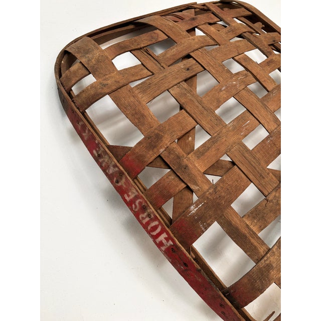Kentucky Burley Tobacco Basket With Original Red Rim, Horse Cave, C. 1880-1910 For Sale - Image 9 of 17