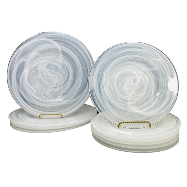 1990s Alabaster Glass Dinner & Salad Plates- Set of 10 For Sale - Image 9 of 9