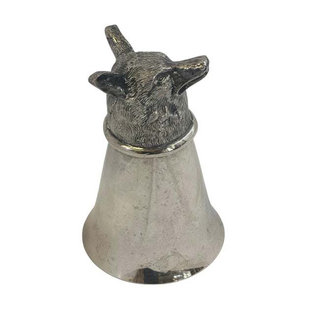 Metal Vintage Silverplate Foxhead Stirrup Cup For Sale - Image 7 of 11