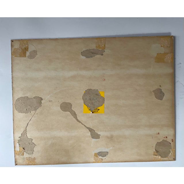 1940s Vintage Oil Painting Still Life With Basket, Fruit, Vase, and Bottle, Unsigned For Sale - Image 9 of 9