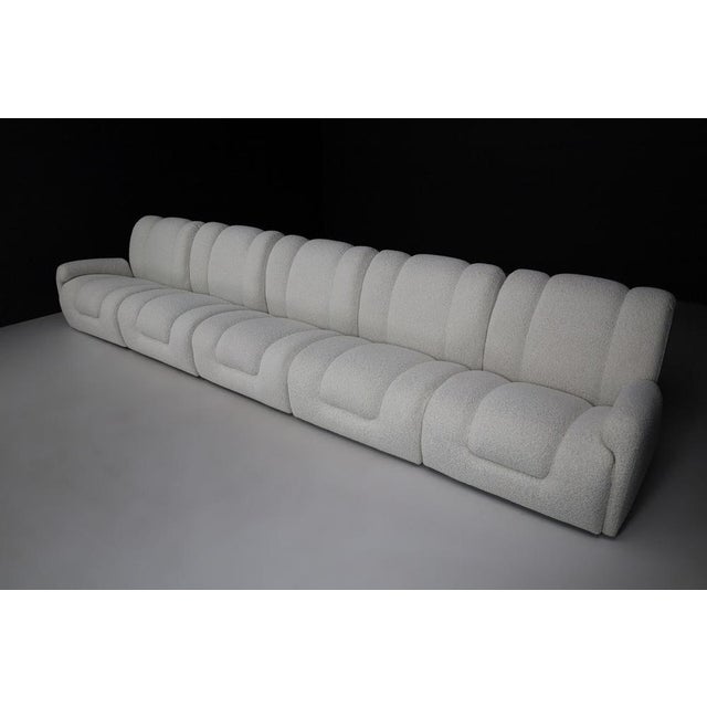 Mid-Century Italian Modular Lounge Sofa in New Bouclé, 1970s, Set of 5 Elements For Sale - Image 12 of 14
