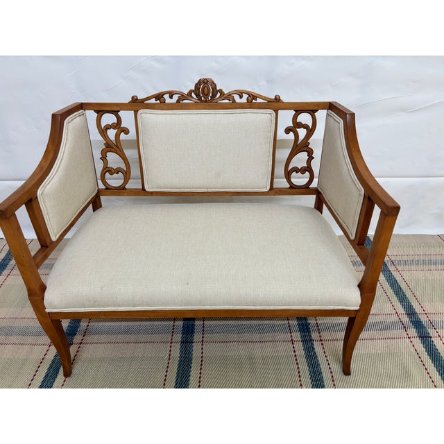 Wood Early 20th Century Edwardian Style Chair-Back Settee For Sale - Image 7 of 13