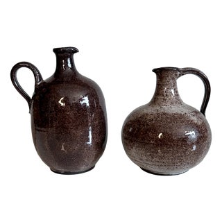 Handmade Ceramic Art Jug Vases from Serocka, Germany, 1970s, Set of 2 For Sale