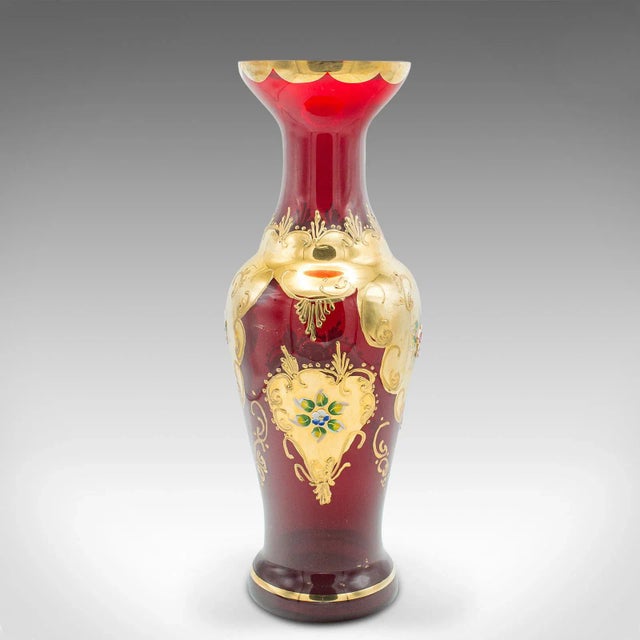 1970s 1970s Vintage Venetian Show Vase, Italian Art Glass, Gilt, Decorative Flower Urn For Sale - Image 5 of 11