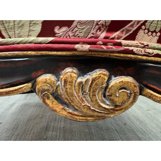 Maroon French Empire Style Bergère Armchair, Circa 1920's For Sale - Image 8 of 11