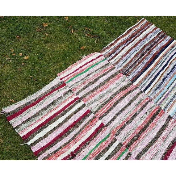 Turkish 1970s Vintage Turkish Kilim Striped Rug - 7′5″ × 9′10″ For Sale - Image 3 of 6