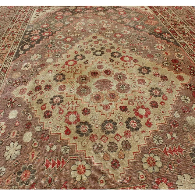 Antique Khotan Medallion Rug in Neutrals With Floral Motifs All-Over 6'4" X11'6" For Sale In Atlanta - Image 6 of 10