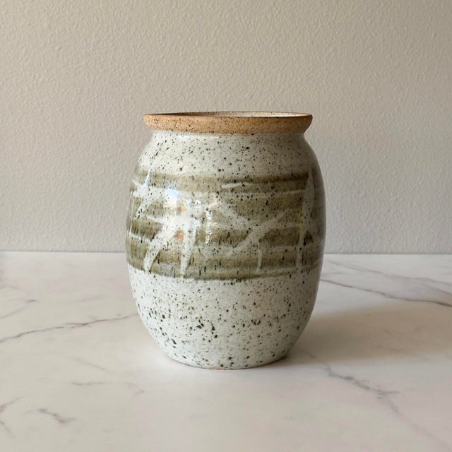 Mid-Century Modern Vintage Studio Pottery Stoneware Vase For Sale - Image 3 of 7
