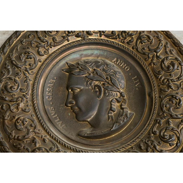 Antique Neoclassical Repoussé in Patinated Copper of Julius Caesar, 1890s For Sale - Image 4 of 14