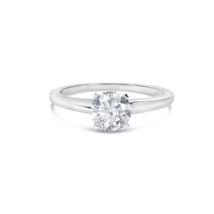 14K White Gold 1.0 Cttw Round Lab Grown Diamond 4 Prong Solitaire Engagement Ring (F-G Color, VS2-SI1 Clarity) - Ring Size 8