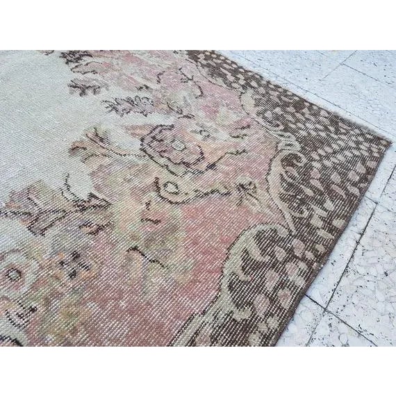 1970s Vintage Turkish Oushak Rug - 5′5″ × 8′10″ For Sale - Image 9 of 11