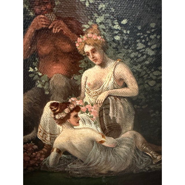 Miklós Santhó (Hungarian, 1869–1932) Antique Oil on Board Painting Faun Maidens For Sale In Jacksonville, FL - Image 6 of 13