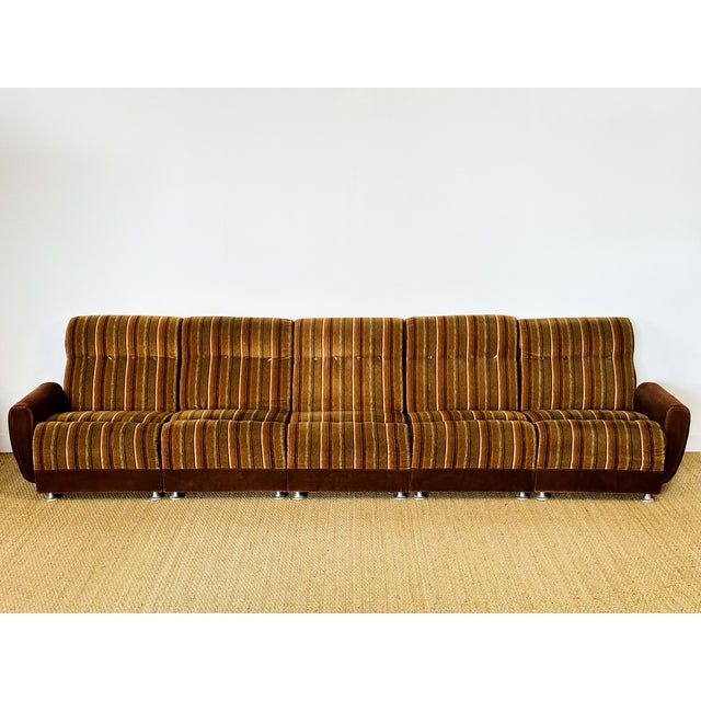 Vintage Velvet Modular Sofa, 1960s, Set of 5 For Sale - Image 18 of 18
