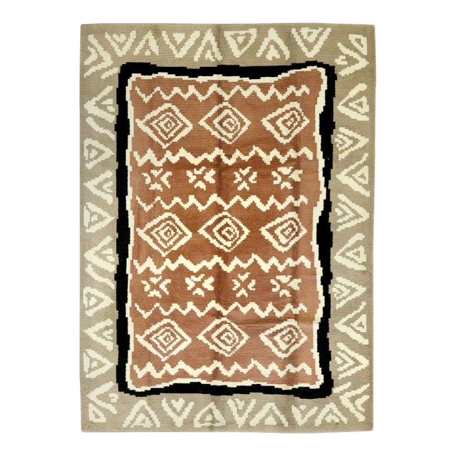 1930s Handwoven European Art Deco Rug 7'9" X 10'9" For Sale