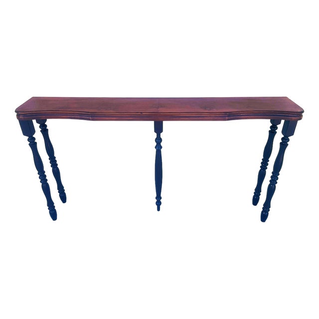 Long Antique Black and Walnut Console Table, Western Europe, Late 19th Century For Sale