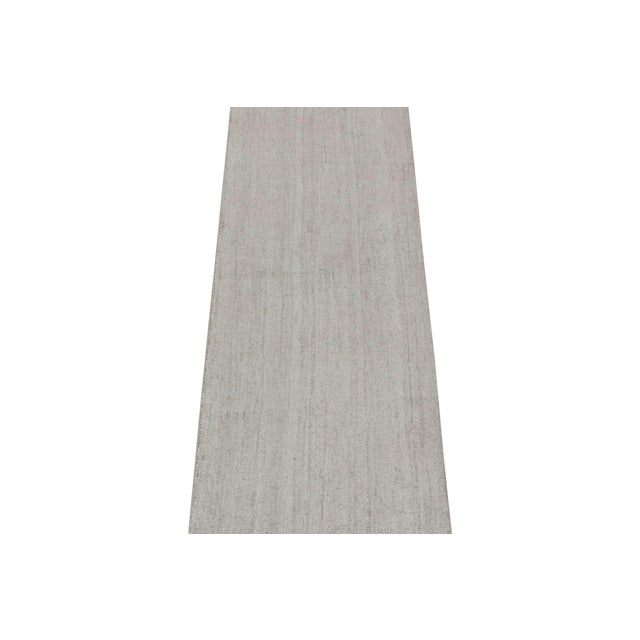 2010s Rug & Kilim’s Contemporary Runner and Textural Rug in Solid Gray Striae For Sale - Image 5 of 7