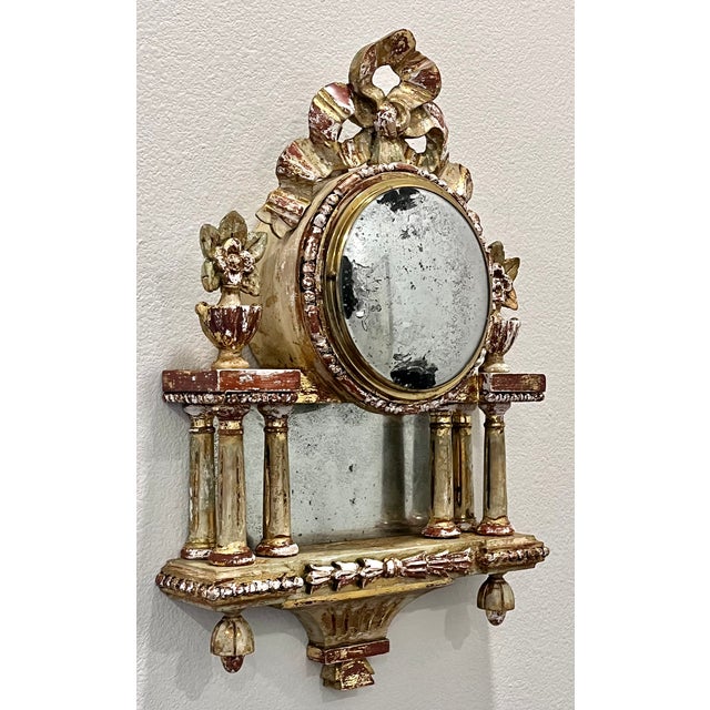 Antique French Gilt Wood Clock Case W/Mirrored Convex Glass For Sale - Image 9 of 16