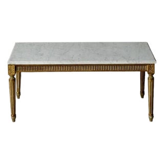 20th Century Belgian Painted Wood and White Marble Top Coffee Table For Sale