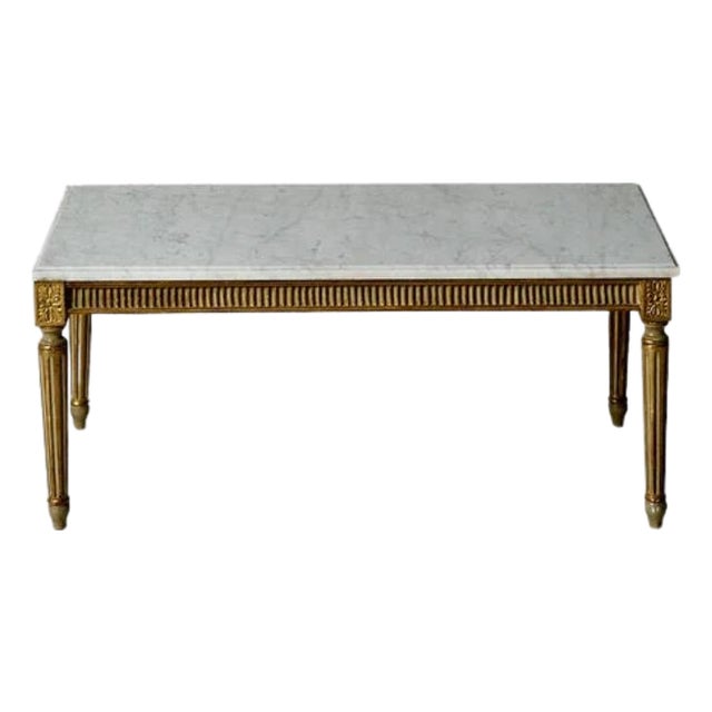 20th Century Belgian Painted Wood and White Marble Top Coffee Table For Sale