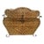 Vintage Woven Rattan Bombay Storage Chest With Lid Wrought Iron Scroll Feet, Handles, and Latch. For Sale
