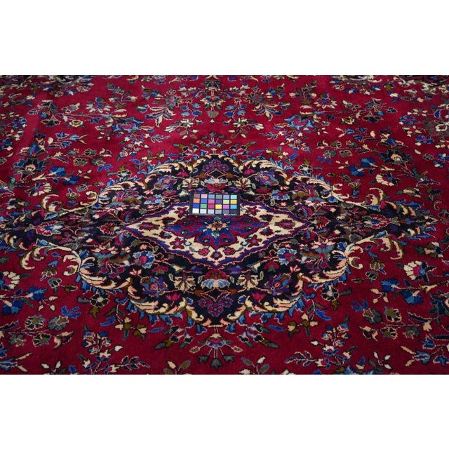 Vintage Persian Mashad Signed Rug 9'5'' X 12'2'' For Sale - Image 10 of 12
