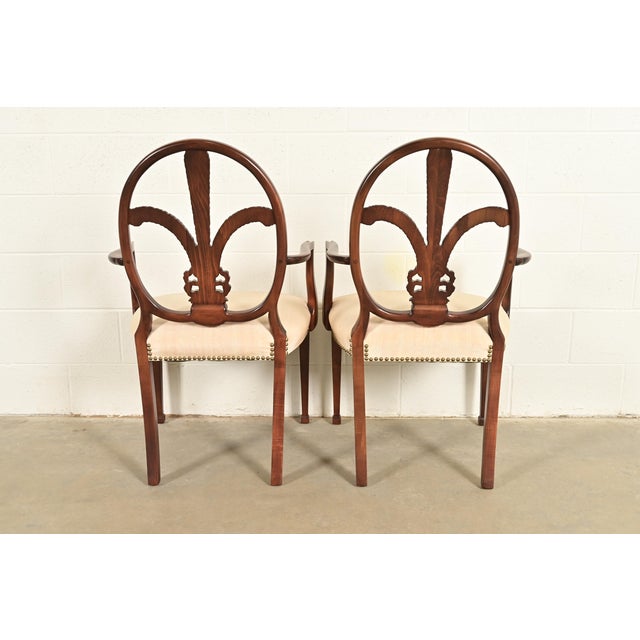 Romweber Antique French Regency Louis XVI Carved Mahogany Dining Chairs, Set of Six For Sale - Image 13 of 14