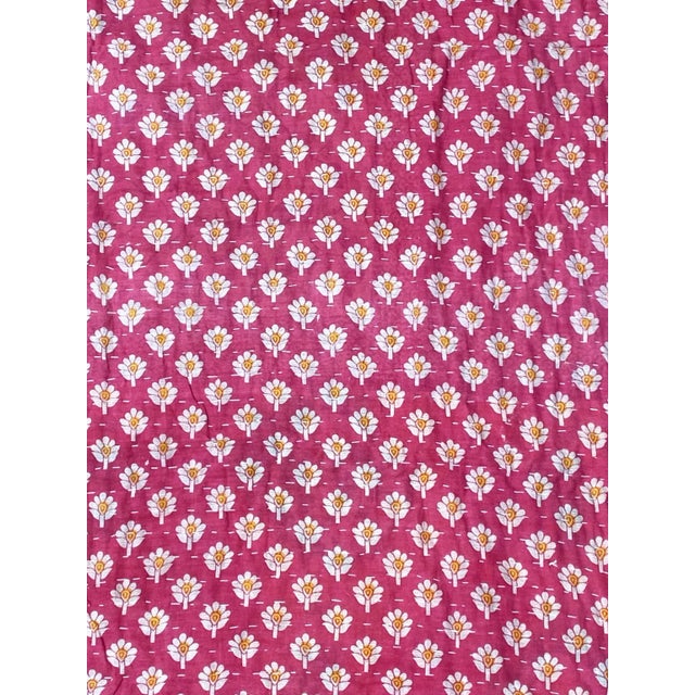 Vintage Indian CottonThrow Kantha Quilt 83" by 52" W For Sale - Image 9 of 11