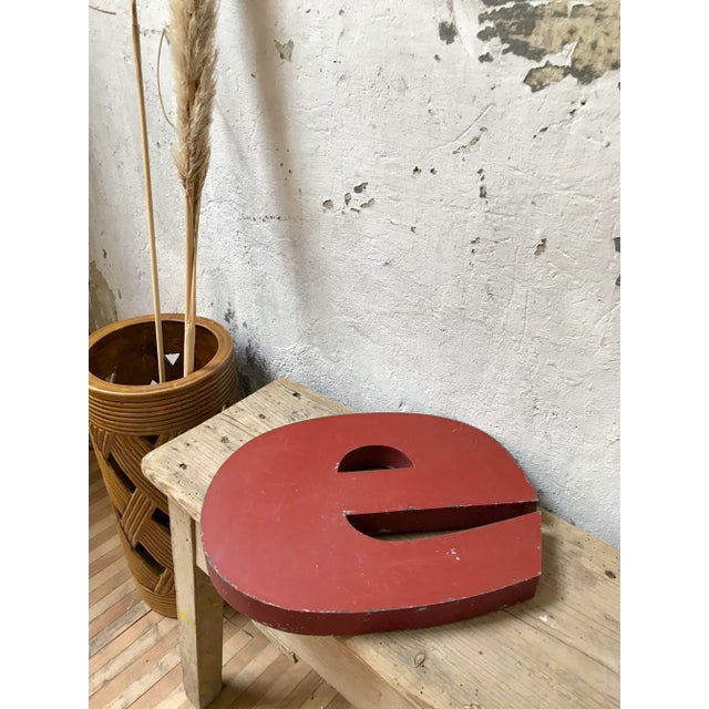 Vintage Industrial Metal Letter E For Sale - Image 4 of 6