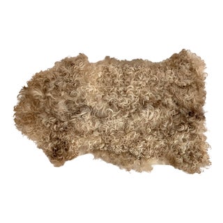 Natural Curly Spanish Sheepskin Throw Hide Rug For Sale