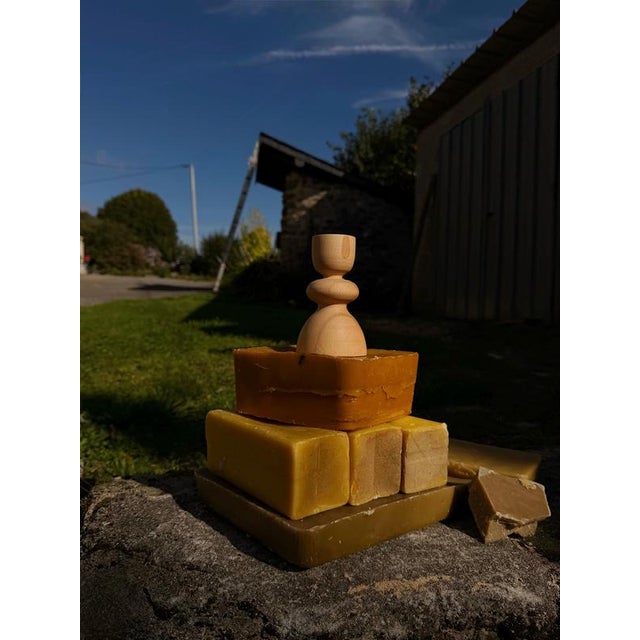 Brown Beech Candlestick 7 by Romain Des Bois For Sale - Image 8 of 11